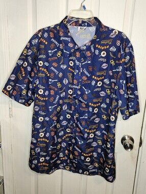MLB San Diego Padres Logo Mens Button-Front Short Sleeve Shirt By BDA - XL Large